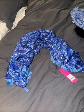 Lilly Pulitzer Blue Multi Paisley Tassel Scarf
